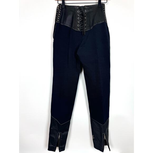 HARLEY DAVIDSON Knit & Leather Faux Chaps Riding Legging Pants Punk Gothic Biker - Picture 2 of 8